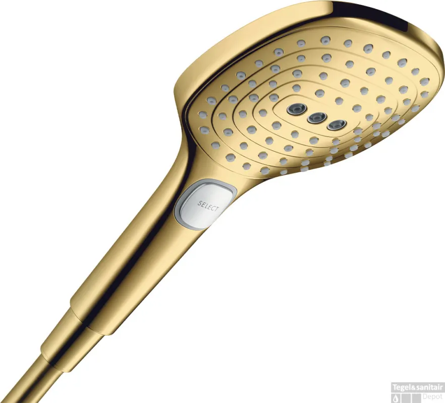 Superprijs Hansgrohe Raindance Select E handdouche 120 3jet PowderRain EcoSmart+, Polished Gold-Optic