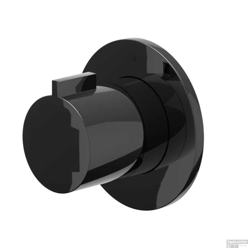 Nieuw Afbouwdeel IVY Pact Flow-Through Stopkraan Symmetry Met Rond Rozet Zwart Chroom PVD