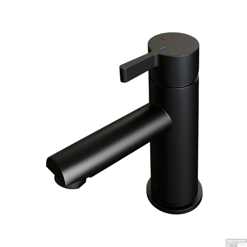 Koopje Wastafelmengkraan Brauer Black Edition Coldstart Opbouw Laag Halfronde Hendel Mat Zwart