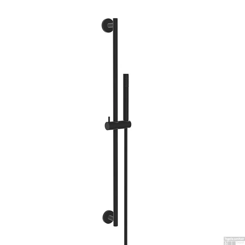 Glijstangset Wiesbaden Remi Met Staafhanddouche 1 Stand 150 cm Mat Zwart Speciale Aanbieding