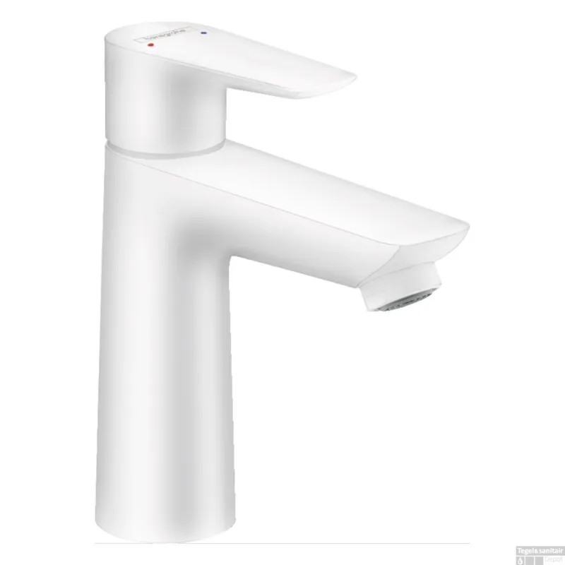 Superprijs Wastafelmengkraan Talis E HansGrohe 110 Eengreeps CoolStart met Trekwaste Mat Wit