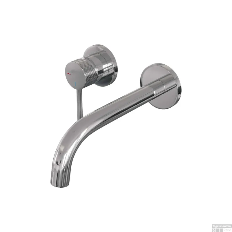 Inbouw Wastafelmengkraan Brauer Chrome Carving Coldstart Gebogen Uitloop Ronde Hendel Links Chroom Met Rozetten Bestseller