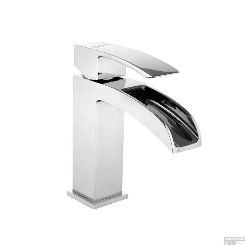 Lage Kosten Wastafelmengkraan Sapho Ginko 1-hendel Waterval Uitloop Gebogen 15.5 cm Chroom