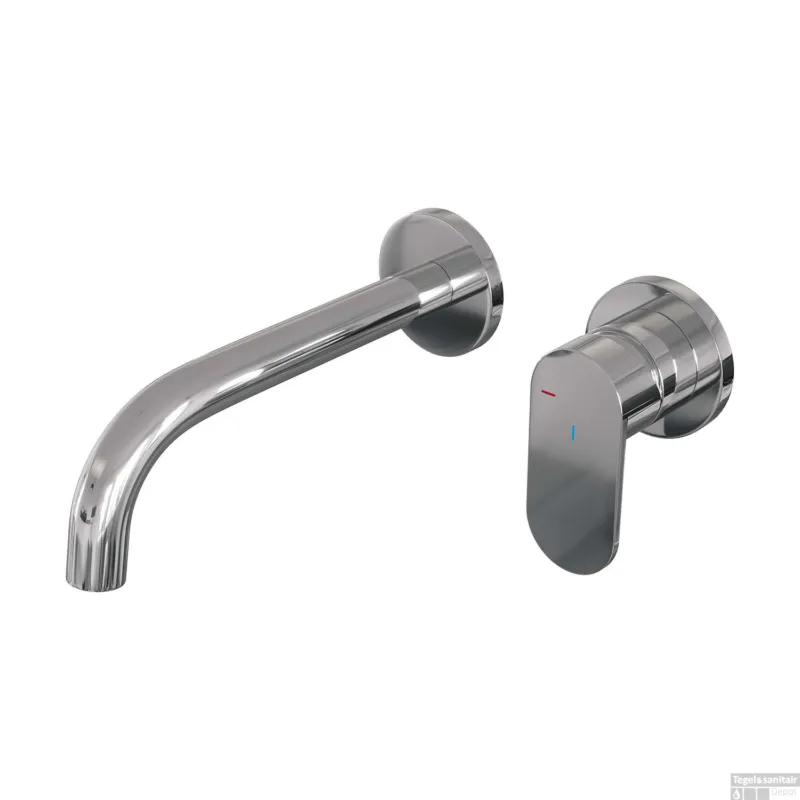 Finale Uitverkoop Inbouw Wastafelmengkraan Brauer Chrome Edition Coldstart Gebogen Uitloop Platte Hendel Rechts Chroom Met Rozetten