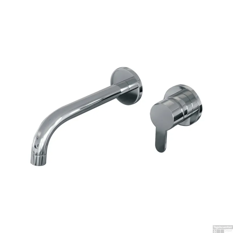 Inbouw Wastafelmengkraan Brauer Chrome Edition Coldstart Gebogen Uitloop Korte Platte Hendel Rechts Chroom Met Rozetten Direct Beschikbaar