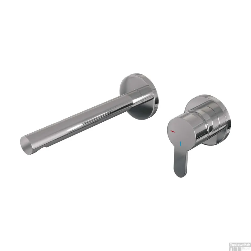 Inbouw Wastafelmengkraan Brauer Chrome Edition Coldstart Rechte Uitloop Korte Platte Hendel Rechts Chroom Met Rozetten Rechtstreeks Van De Fabrikant