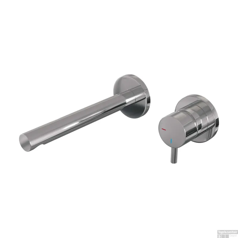 Veilige Betaling Inbouw Wastafelmengkraan Brauer Chrome Edition Coldstart Rechte Uitloop Korte Ronde Hendel Rechts Chroom Met Rozetten