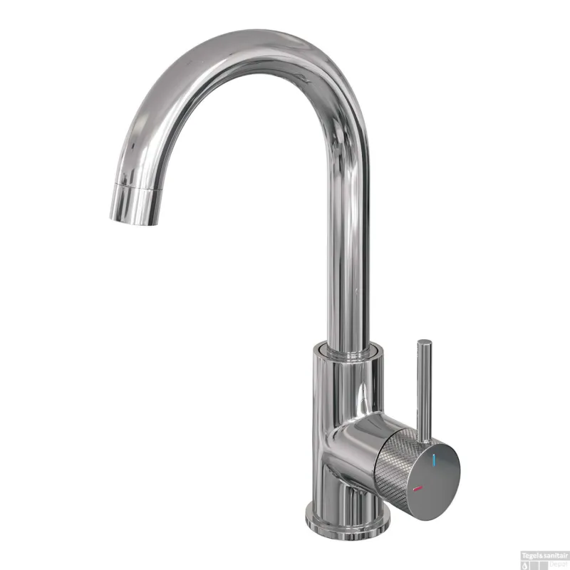 Must-Have Wastafelmengkraan Brauer Chrome Carving Coldstart Opbouw Hoog Gebogen Ronde Hendel Chroom