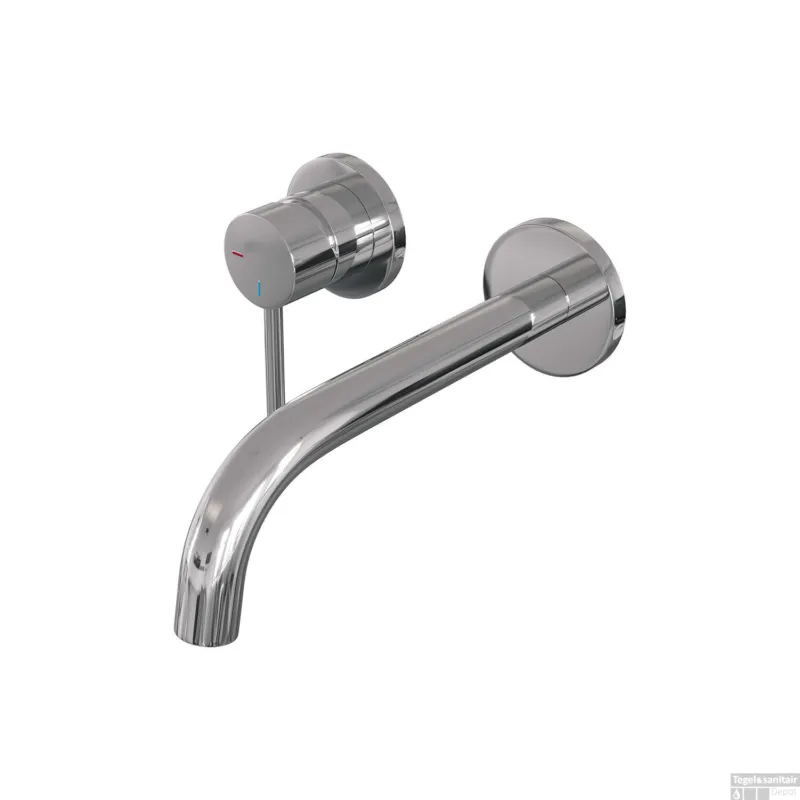 Gecertificeerd Inbouw Wastafelmengkraan Brauer Chrome Edition Coldstart Gebogen Uitloop Ronde Hendel Links Chroom Met Rozetten