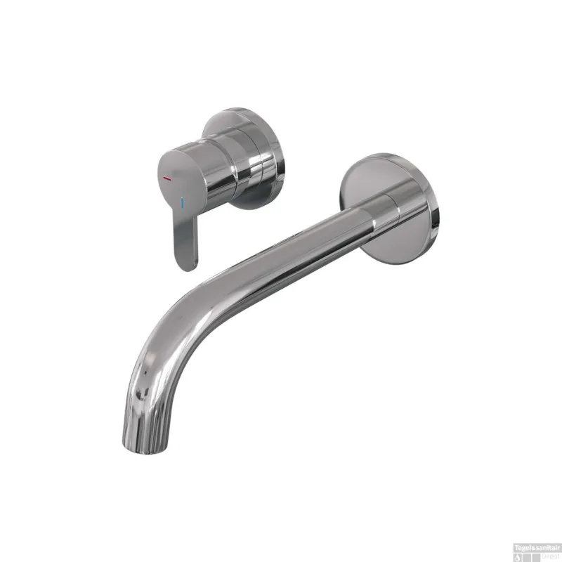 Hoge Kwaliteit Inbouw Wastafelmengkraan Brauer Chrome Edition Coldstart Gebogen Uitloop Korte Platte Hendel Links Chroom Met Rozetten