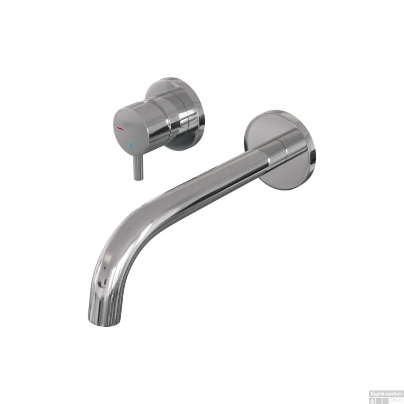 Inbouw Wastafelmengkraan Brauer Chrome Edition Coldstart Gebogen Uitloop Korte Ronde Hendel Links Chroom Met Rozetten Voordeelprijs