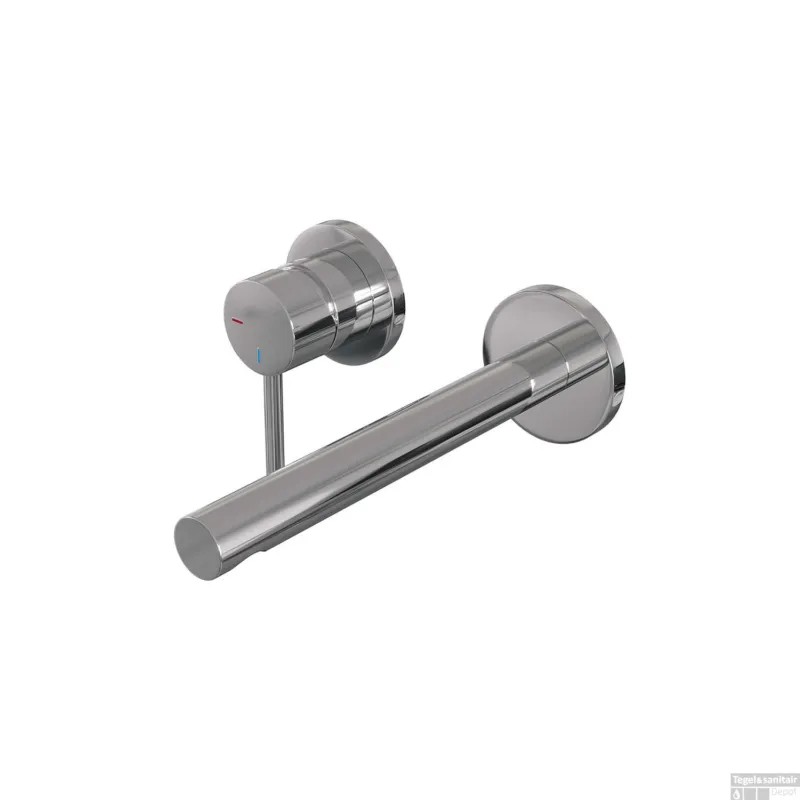 Inbouw Wastafelmengkraan Brauer Chrome Edition Coldstart Rechte Uitloop Ronde Hendel Links Chroom Met Rozetten Nieuw