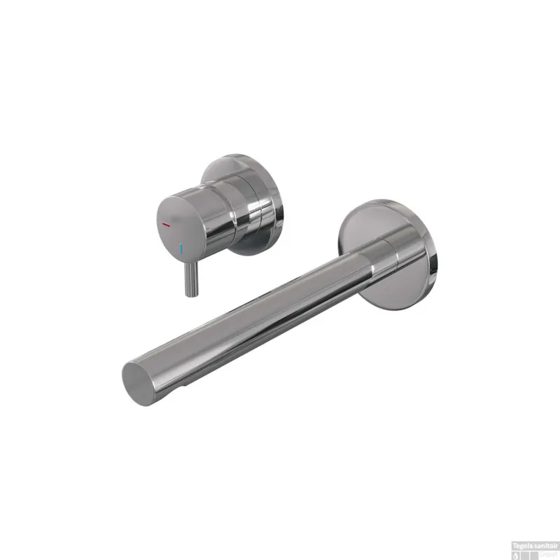 Inbouw Wastafelmengkraan Brauer Chrome Edition Coldstart Rechte Uitloop Korte Ronde Hendel Links Chroom Met Rozetten Express Levering