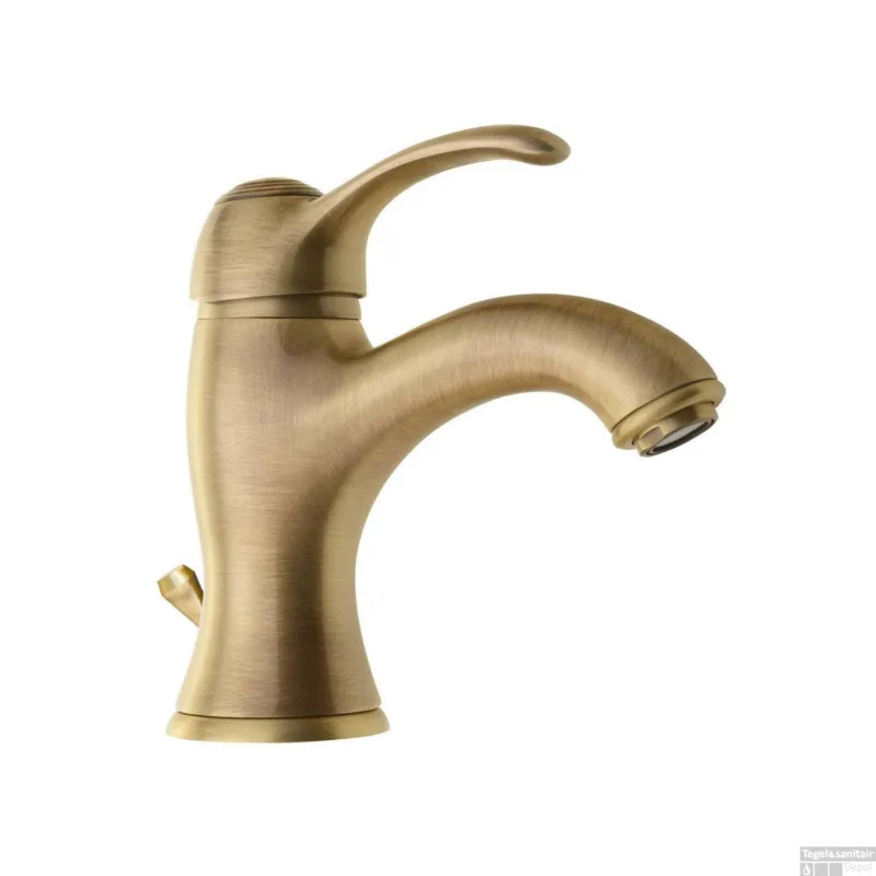 Wastafelmengkraan Sapho Kirké 1-hendel Gebogen 16.6 cm Brons (incl. clickwaste) Koopje