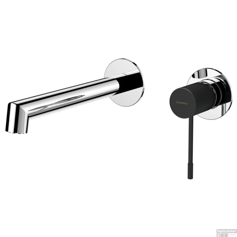 Wastafel Mengkraan 2-gats Hangend Hoog Sapho Solaris Chroom/Mat Zwart Shop Nu