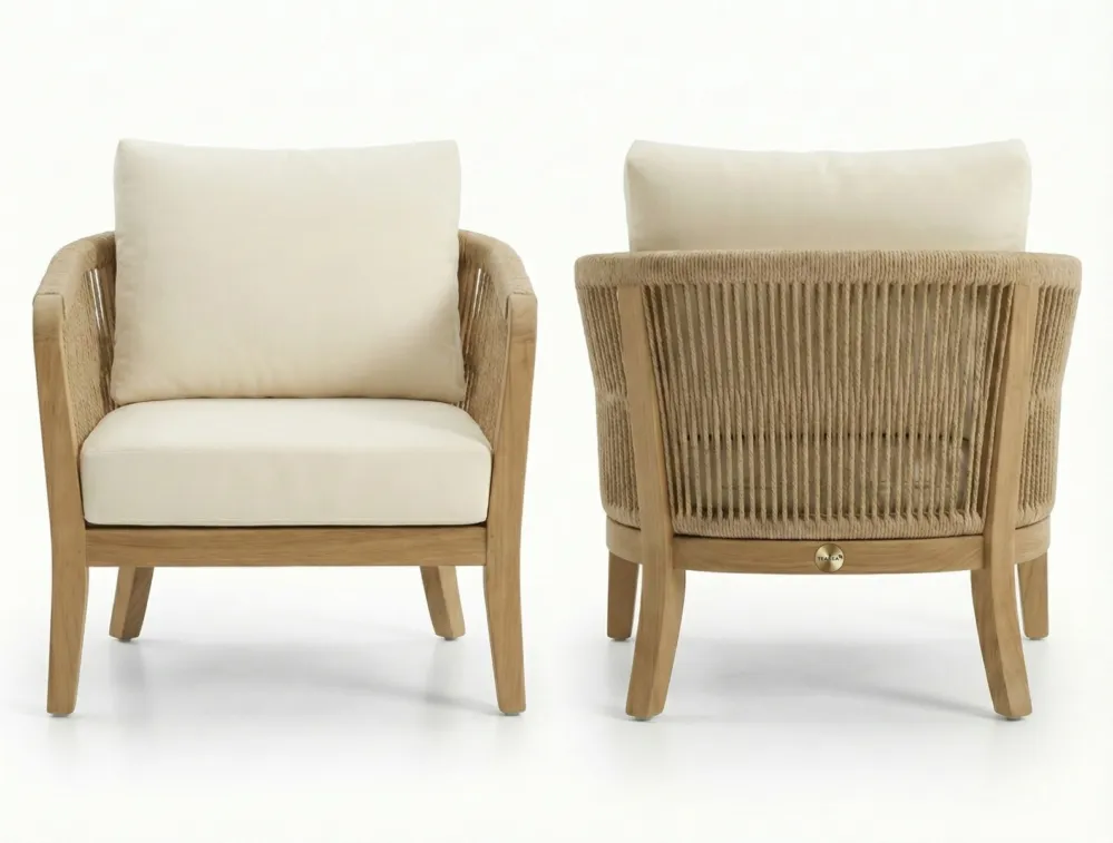Snelle Levering Teakea Nusa Lounge Tuinstoel – Organisch Teakhout & Olefin Kussens