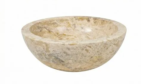 Flitsaanbieding Travertin Waskom Rond Ø 40 cm - Beige Natuursteen Opbouwkom