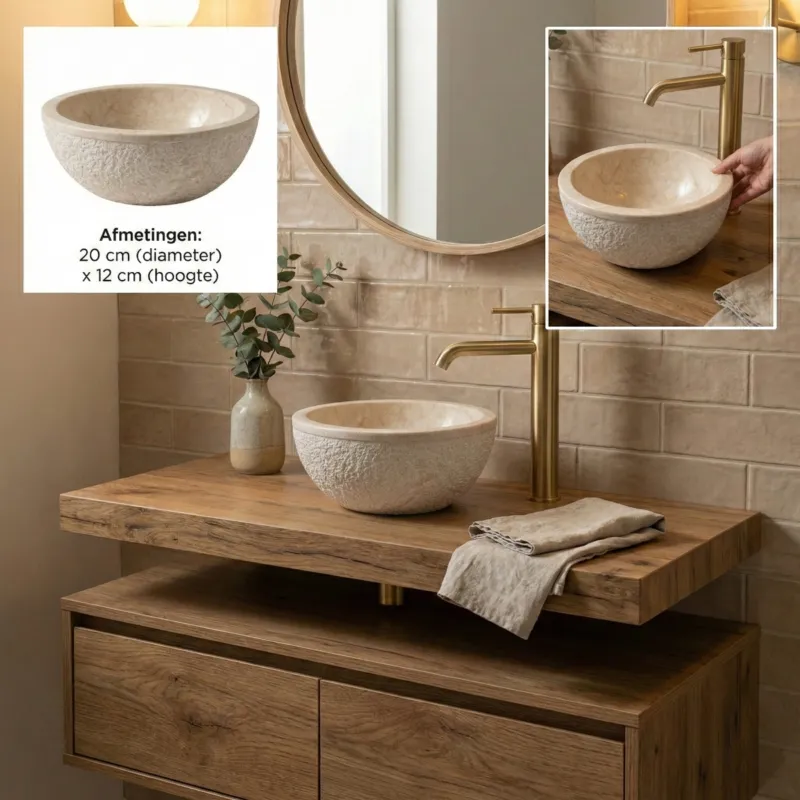 Soft Marmo Marmeren Fonteinkom Wit – Ø20 cm – Luxe voor het Toilet Direct Verzonden