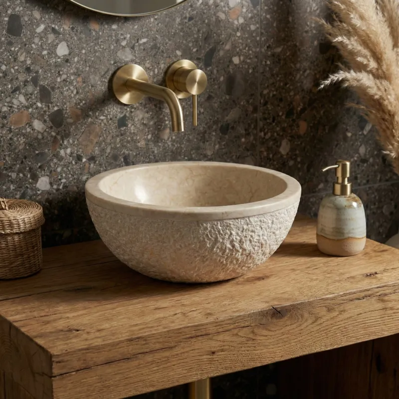 Soft Marmo Marmeren Fonteinkom Wit – Ø25 cm – Royaal Formaat voor het Toilet Actieprijs