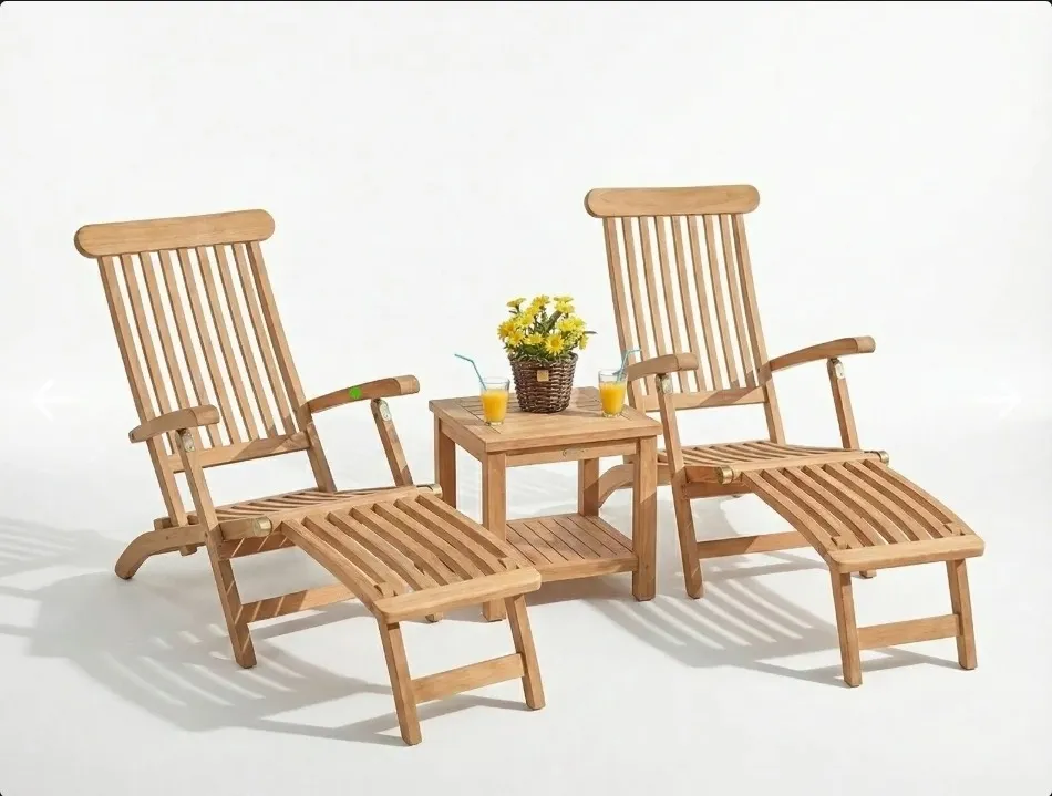 Teakea Laguna Loungeset – FSC® Teak – 2 Verstelbare Deckchairs & Tafel Uitverkoop