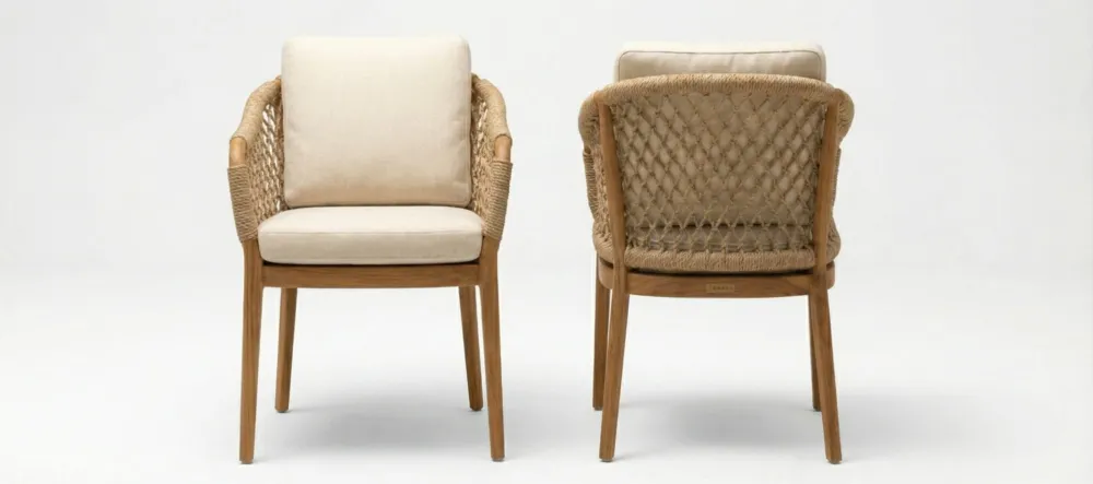 St. Tropez Teak Tuinstoel | Olefin Rope & All-Weather Dry Foam Kussens Direct Verzonden