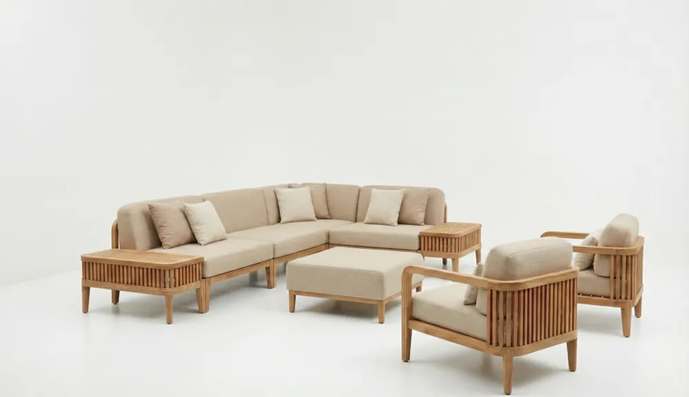 Ravello Modulaire Teak Loungeset | FSC® Premium Teak & Olefin | Quick Dry Foam Exclusieve Aanbieding