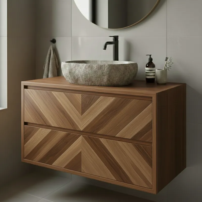 SOLID V-Line | Massief Eiken Badkamermeubel – Walnut & Walnut Dark Edition Actieprijs