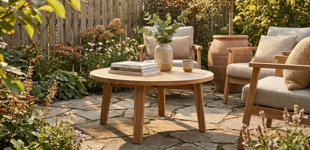 Ronde Teak Tuin Salontafel Ø 60 cm – Massief FSC Teakhout – Natuurlijke Loungetafel Lage Prijs