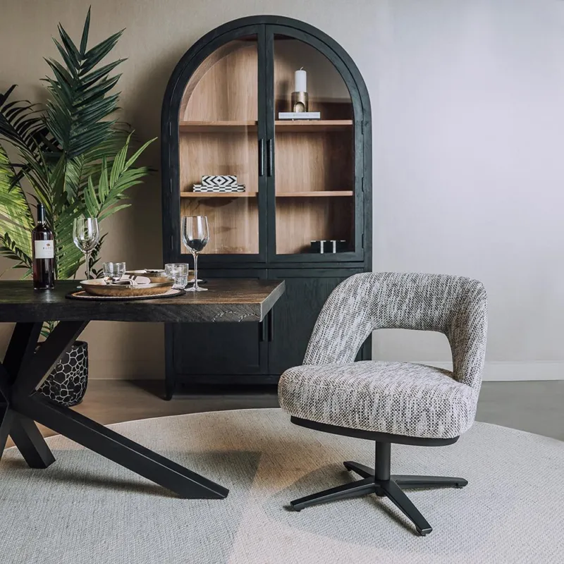 Favoriet Caldes Lounge Stoel - fabric TED 8 white-grey (draaibaar)