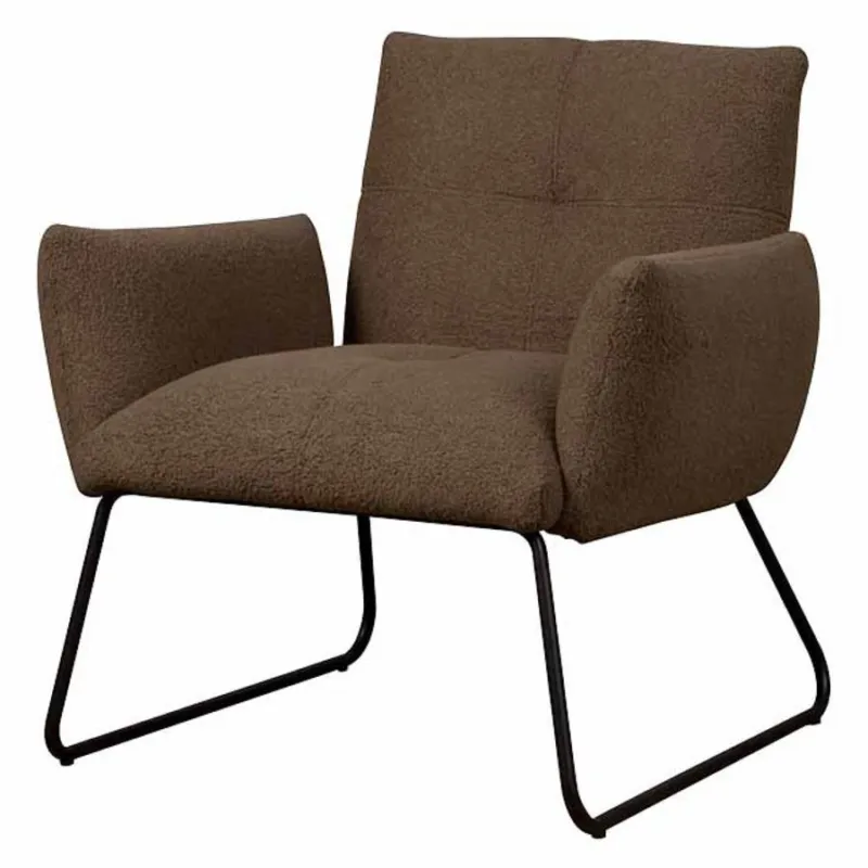 Dante Fauteuil - fabric Teddy MJ87 Dark brown Beperkte Voorraad