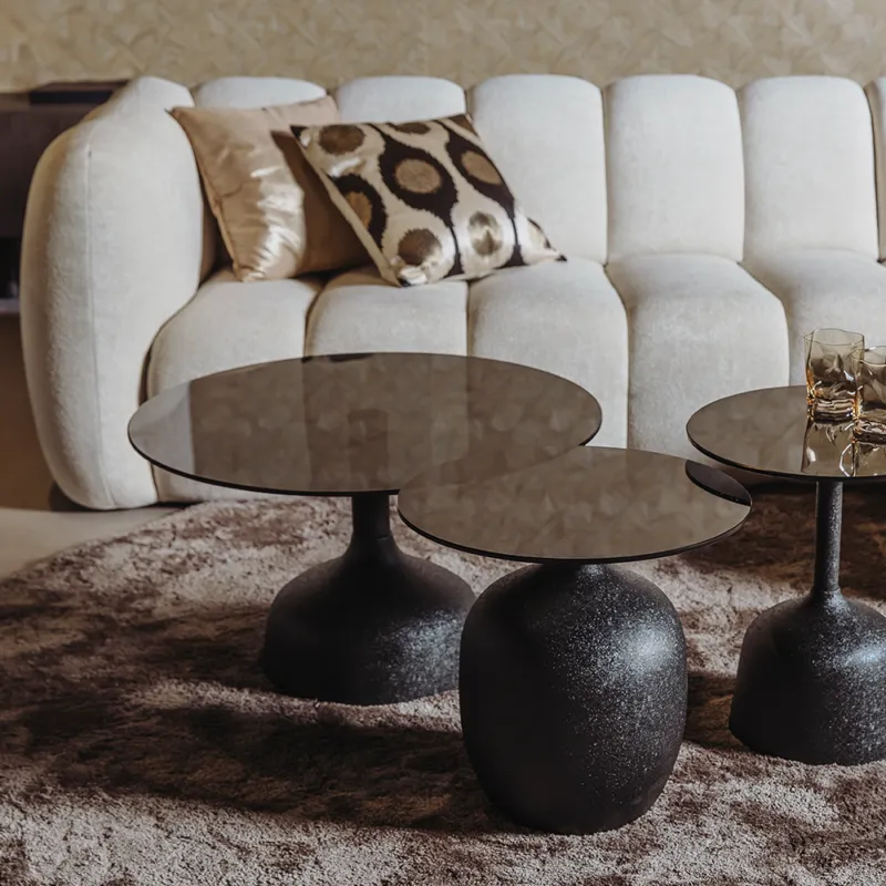 Speciale Aanbieding Vigo Bijzettafel glas zwart 45 cm