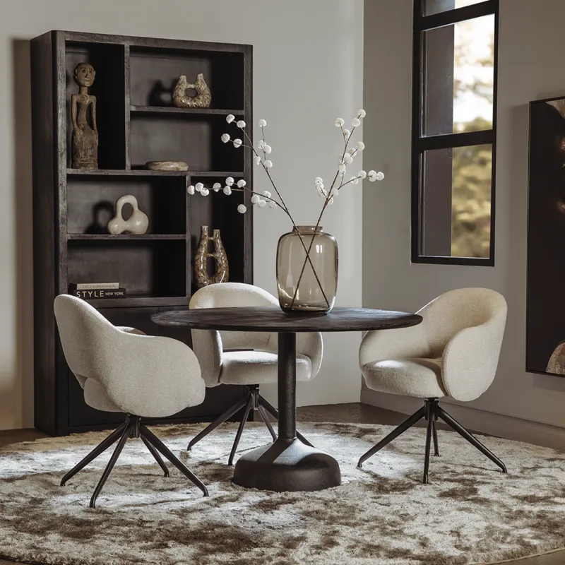 Elba Eetkamertafel zwart rond 120 cm Premium
