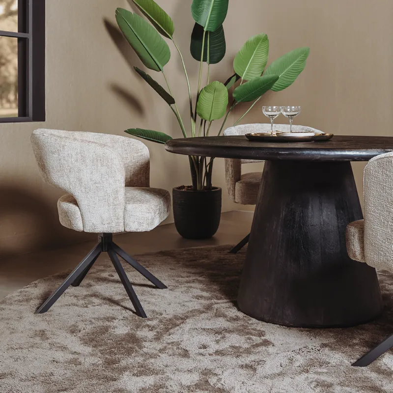 Asti Eetkamertafel rond zwart 130 cm Superprijs