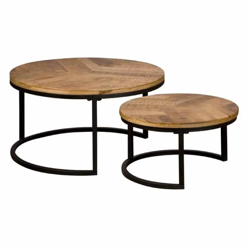 Lage Prijs Viola Salontafel set naturel rond 55 cm
