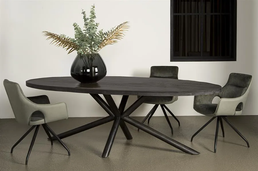 Populair Selva Eetkamertafel zwart ovaal 240 cm