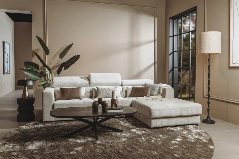 Brighton Chaise L + 3-AR - fabric XS85 15 Ivory Nieuw