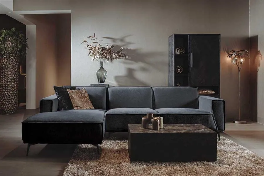 Merkproduct Leeds 2 5-AR + Chaise L - City 464 Black Blue