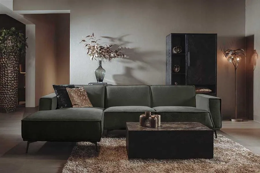 Leeds 2 5-AR + Chaise L - City 355 Bottle Green Op = Op