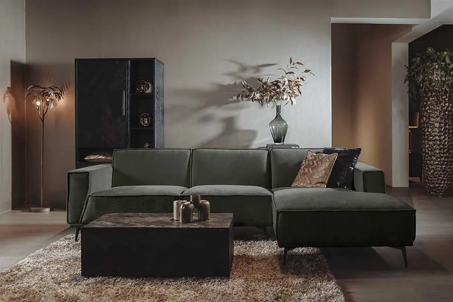 Leeds 2 5-AL + Chaise R - City 355 Bottle Green Exclusieve Aanbieding