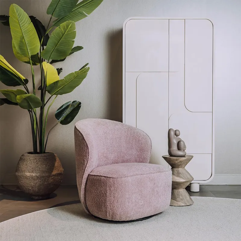 Direct Verzonden Belvi Fauteuil - fabric AJ3019-13 Old pink (draaibaar)