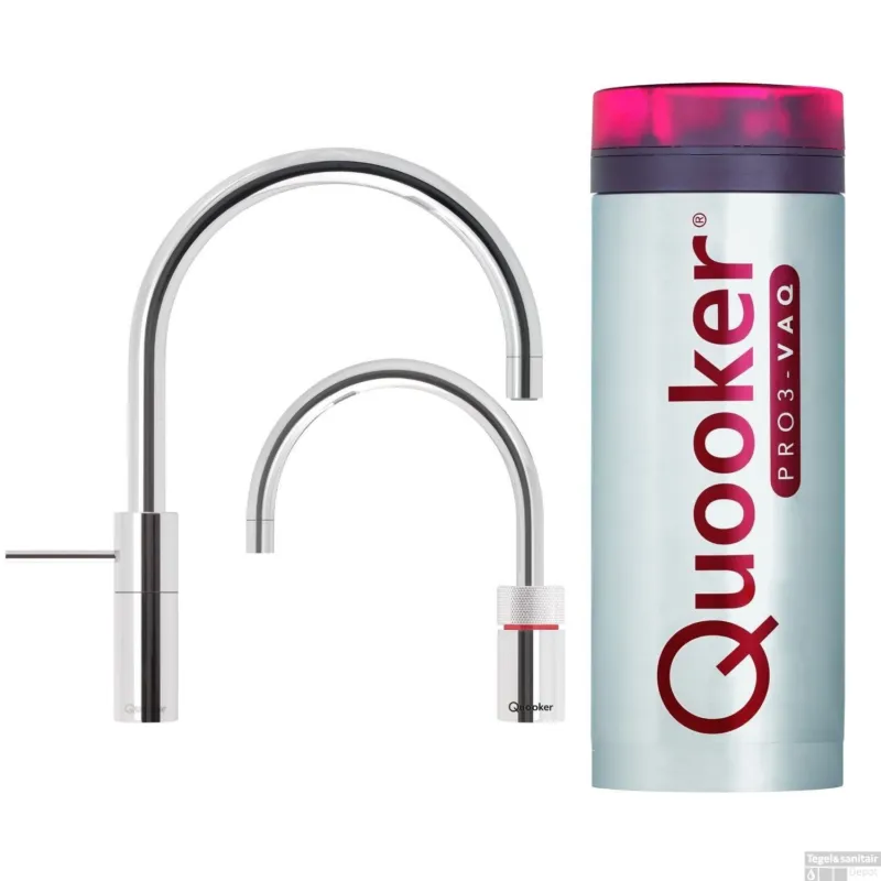 Lage Kosten Quooker Nordic Round Twintaps met PRO3 VAQ-E Boiler RVS