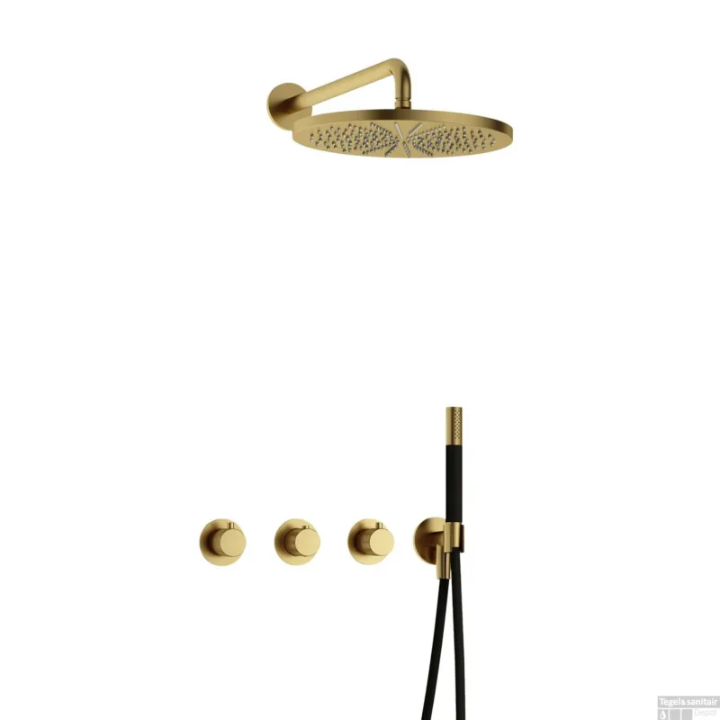 Laatste Kans Complete Thermostatische Regendouche Hotbath Cobber X Inbouwset 2 Stopkranen Rond