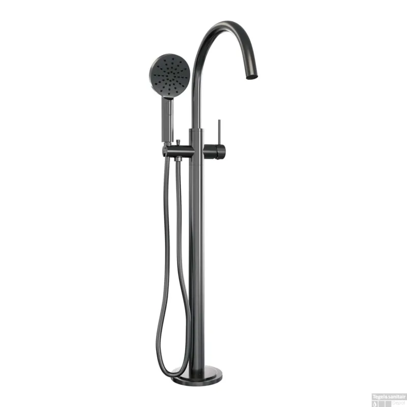 Badkraan Vrijstaand Brauer Gunmetal Carving met Handdouche 3-Standen Geborsteld Gunmetal Rechtstreeks Van De Fabrikant