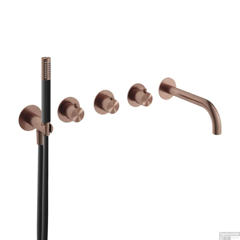 Speciale Aanbieding Afbouwdeel Hotbath Archie Bad/Douche Thermostaat 2 Stopkranen zonder Uitloop Geborsteld Koper PVD