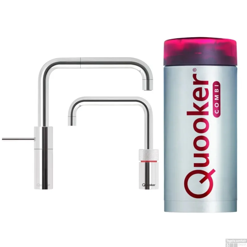 Premium Quooker Nordic Square Twintaps met Combi Boiler Chroom