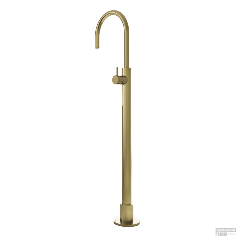 Voordeelprijs Vrijstaande Wastafelmengkraan Hotbath Cobber 1-hendel Gebogen 121 cm Geborsteld Messing PVD
