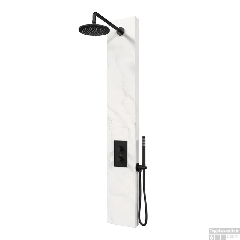 Finale Uitverkoop Thermostatisch Douchepaneel Brauer Black Edition 2-weg Calacatta Black SET 01