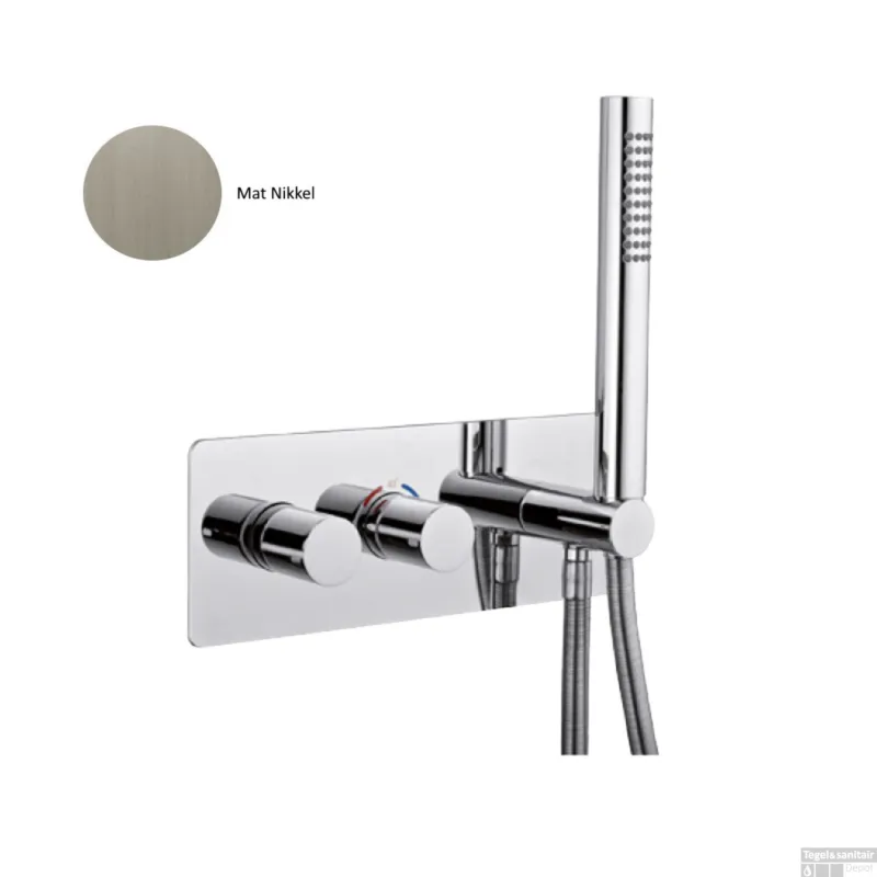 Snelle Levering Inbouw Douchekraan Sanimex Giulini Thermostatisch 1-Uitgang Rechthoekig Incl. Handdouche En BOX Inbouwdeel Mat Nikkel