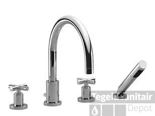 Dornbracht Tara. 4-gats Badrandcomb.voor Badrandmontage Kruisgreep Chroom Snelle Levering