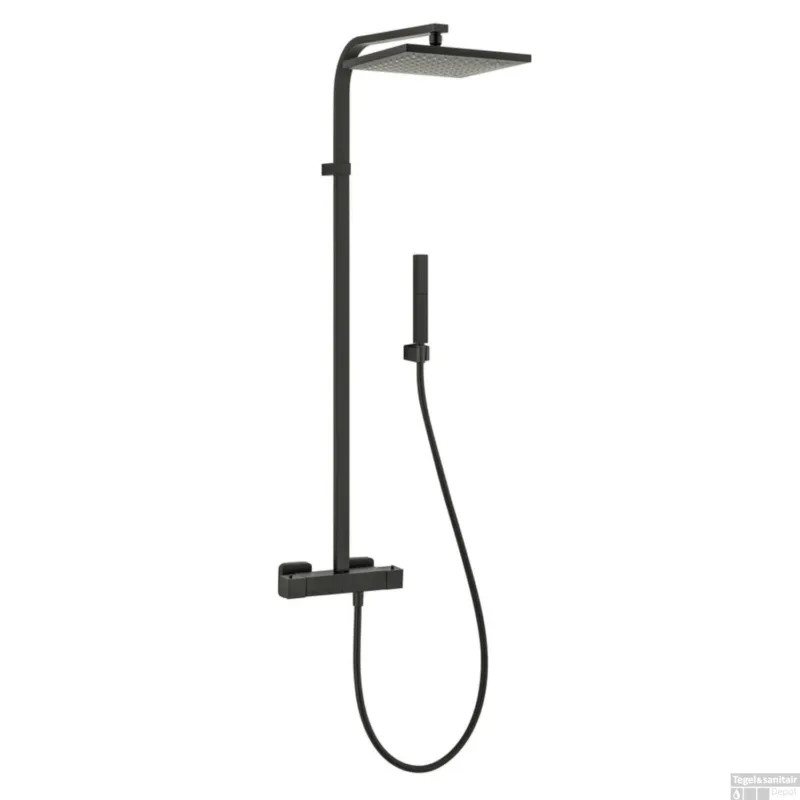 Bestseller Regendoucheset Opbouw Sapho Dimy Thermostaatkraan 25x25 cm Mat Zwart